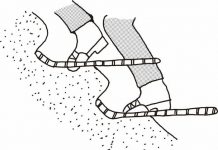 使用雪鞋进行踢步行走