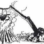 使用挂锅的另一种方法是将其挂在以一定角度支撑在火上方的大树枝上。